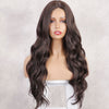 Ins Hot for Women Long Body Wavy Dark Brown Middle Part Water Wave Hair Wig Cosplay Natural Heat Resistan - Effortless Glamor