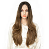 Ins Hot Long Layered Wig Black Middle Part Wavy Wigs - Effortless Glamor