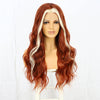 Women's Long Curly Hair In The Middle Part Of The Big Wave Of Gray And Gold Mixed Color Pick Dye Wig