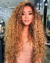 24inches Gradient Golden Curly Brazilian Mini Lace Front Wig - Effortless Glamor