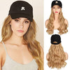 Black Duck Tongue Cap Wavy Long Curly Wig - Effortless Glamor