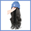 17inch Long Wavy Wig Blue Soft Knit Cap - Effortless Glamor