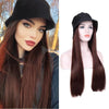 Wigyy Black Bucket Hat with Straight Hair Wig - Effortless Glamor