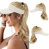 Ponytail Medium Length Curly Hair Open Top Yellow Hat Wig - Effortless Glamor