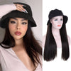 Wigyy Black Bucket Hat with Straight Hair Wig - Effortless Glamor