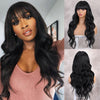 Ombre Red Long Body Wavy Natural Wigs with Bang - Effortless Glamor