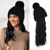 WigyyIns Hot Hat Hair Extension Long Wavy Curly Black Hat Wig - Effortless Glamor