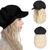 Newsboy Cap with 10 Inch Wavy Curly Hair Extensions for Women - Effortless Glamor