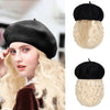 Wigyy Berets Cap with 8 Inch Wavy Curly Hat Wig - Effortless Glamor