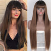 Brown Long Straight Wig Natural Middle Point Heat Resistant Mini Lace Front Wigs - Effortless Glamor