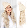 WigyyIns Hot Hat Hair Extension Long Wavy Curly White Hat Wig - Effortless Glamor