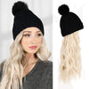 WigyyIns Hot Hat Hair Extension Long Wavy Curly Black Hat Wig - Effortless Glamor