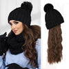 WigyyIns Hot Hat Hair Extension Long Wavy Curly Black Hat Wig - Effortless Glamor