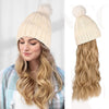 WigyyIns Hot Hat Hair Extension Long Wavy Curly White Hat Wig - Effortless Glamor