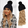 WigyyIns Hot Hat Hair Extension Long Wavy Curly Black Hat Wig - Effortless Glamor