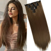 16 Clips Long Straight Hair Extensions - Effortless Glamor