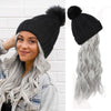 WigyyIns Hot Hat Hair Extension Long Wavy Curly Black Hat Wig - Effortless Glamor