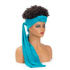 Hot Sexy Kinky Black Curly Wig with Long Water Blue Headband - Effortless Glamor