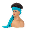 Hot Sexy Kinky Black Curly Wig with Long Water Blue Headband - Effortless Glamor