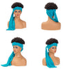 Hot Sexy Kinky Black Curly Wig with Long Water Blue Headband - Effortless Glamor