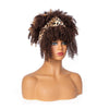 Hot Sexy Kinky Curly Mixed Brown Wigs with Leopard Headband - Effortless Glamor