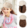 Newsboy Cap with 10 Inch Wavy Curly Hair Extensions for Women - Effortless Glamor