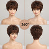 Brown Short Pixie Cut Wig with Bangs – Bob Layered Wig for Women