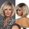 Chocolate Brown Remy Human Hair Lace Frontal Wigs with Bangs Short Wavy Bob Wig Transparent Lace Front Pixie Cut Hair for Women