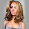 Highlight 4/27 Ombre Body Wave Bob Wig – Brown Mix Blonde, 4x4 Lace Closure, 100% Human Hair