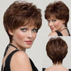 Brown Short Pixie Cut Wig with Bangs – Bob Layered Wig for Women