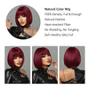 Short Wine Red Bob Wig for Women – Burgundy with Thick Bangs, Heat-Resistant Synthetic 