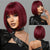 Short Wine Red Bob Wig for Women – Burgundy with Thick Bangs, Heat-Resistant Synthetic 