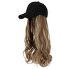 Ins Hot24" Long Curly Wavy Hairpiece Adjustable Baseball Cap Attached Natural Wig for Women Girls Bleach Blonde - Effortless Glamor