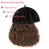 Wigyy Black Berets Cap with 8 Inch Wavy Curly Hat Wig - Effortless Glamor