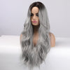 26 inch Long Silver Wig for Women Ombre Silver Grey Wigs Middle Part Wavy Cosplay Wig - Effortless Glamor