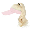 Ponytail Medium Length Curly Hair Open Top Pink Hat Wig - Effortless Glamor