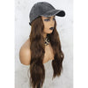 Brown Hair Removable Black Baseball Cap Wig - Effortless Glamor