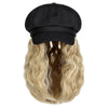 Newsboy Cap with 10 Inch Wavy Curly Hair Extensions for Women - Effortless Glamor