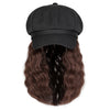 Newsboy Cap with 10 Inch Wavy Curly Hair Extensions for Women - Effortless Glamor