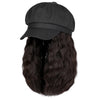 Newsboy Cap with 10 Inch Wavy Curly Hair Extensions for Women - Effortless Glamor