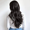 Ins Hot Long Layered Wig Black Middle Part Wavy Wigs - Effortless Glamor