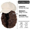 Newsboy Cap with 10 Inch Wavy Curly Hair Extensions for Women - Effortless Glamor