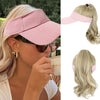 Ponytail Medium Length Curly Hair Open Top Pink Hat Wig - Effortless Glamor