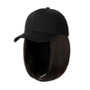 Ins Hot Black Baseball Cap with 14'' Hair Extensions Adjustable Wig - Effortless Glamor