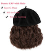 Wigyy Black Berets Cap with 8 Inch Wavy Curly Hat Wig - Effortless Glamor