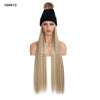 Long Straight Synthetic Wig With Hat Autumn Winter Knitted Hat Wig - Effortless Glamor