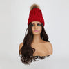 Knit Beanie Winter Hat with Removable Hair Hat Wig - Effortless Glamor