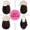 White Newsboy Cap with 10 Inch Wavy Curly Hair Extensions for Women - Effortless Glamor