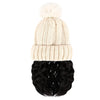 Beanie Hat with Hair Extensions Cap Attached Short Curly Wavy Hairpiece Wig - Effortless Glamor