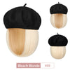 Wigyy Bob Hat Wig 9.5 Inch Straight Short Synthetic Bobo wigs Hat with hair Natural balck French Wool Artist Attached - Effortless Glamor